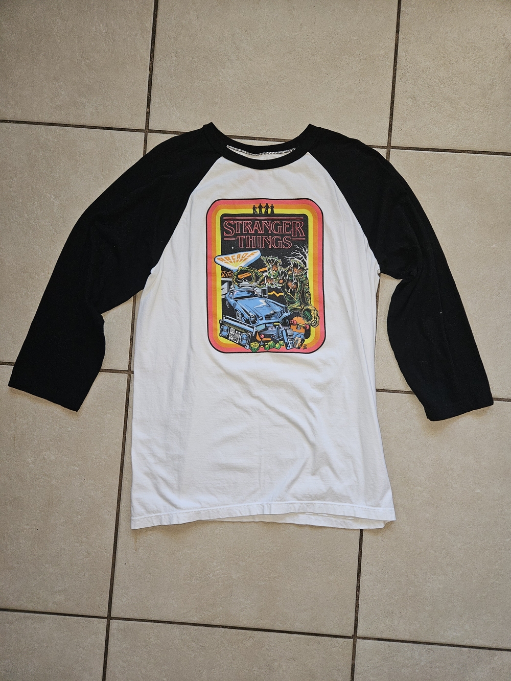 Netflix Stranger Things Black and White Raglan Graphic Long Sleeve